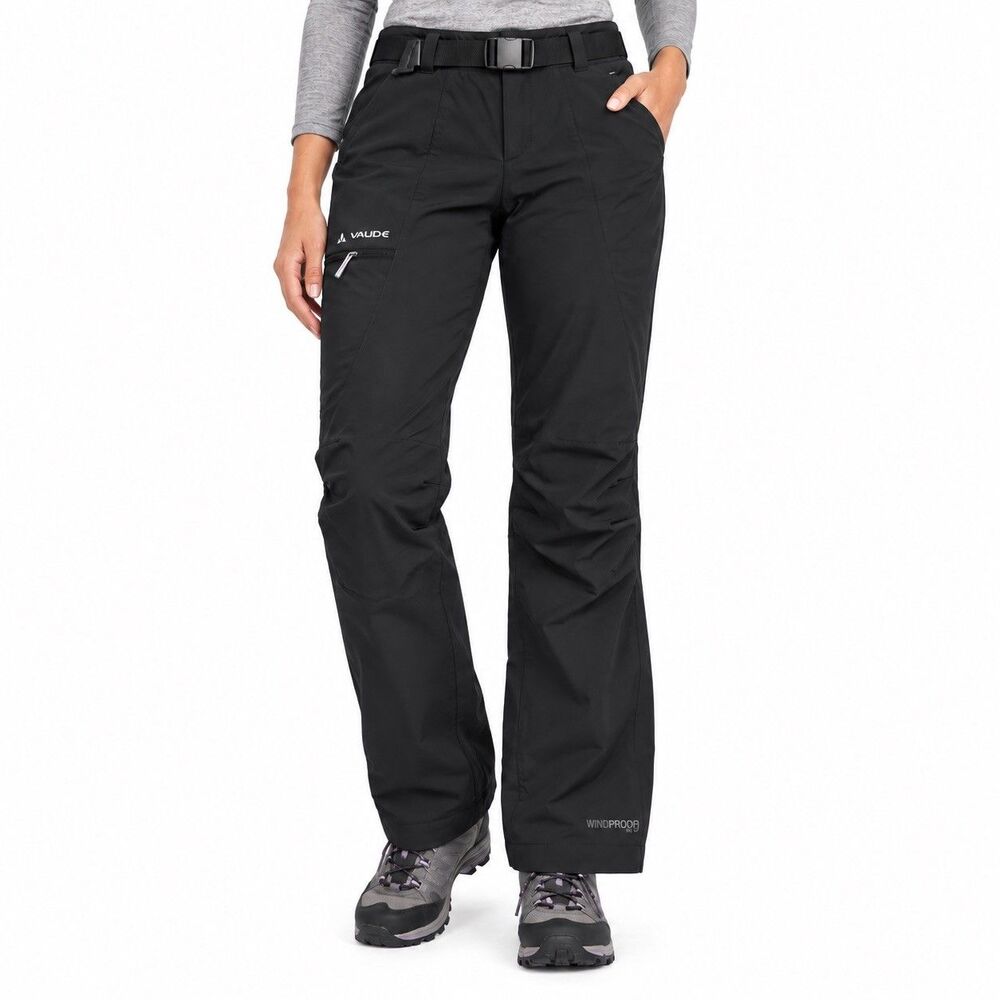 VAUDE Women’s L Softshell Hiking Pants Black Windproof 100 Outdoor